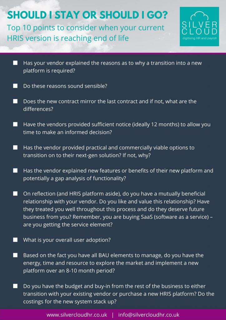 HRIS Reaching End of Life Silver Cloud HR Checklist